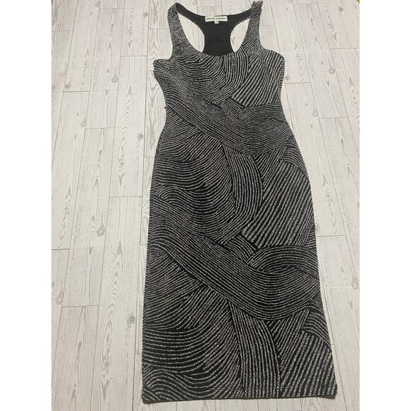 Almost Famous Black Silver Sequin Bodycon Midi Dress Women’s Size Small - Picture 1 of 4